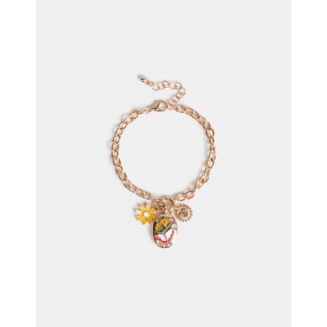 Pulseras Flexibles Con flores Dorado
