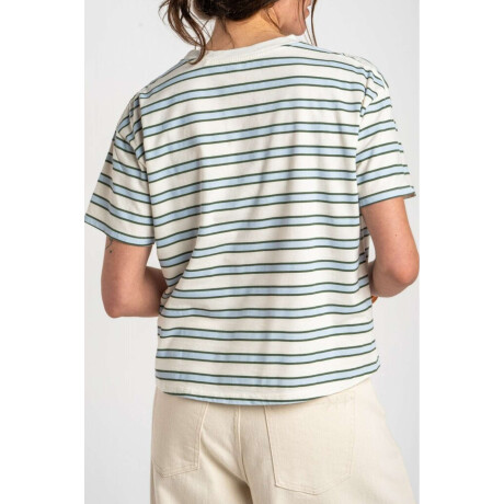 Remera Rayada Algodón Celeste