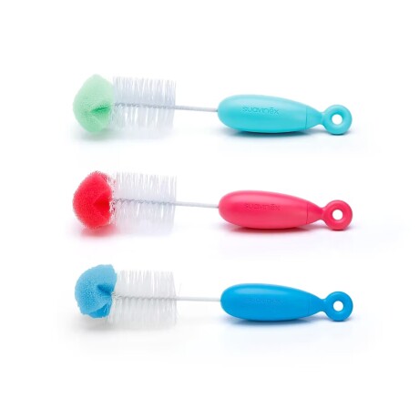Cepillo Dúo Limpia Biberones Mamaderas y Tetinas Suavinex Azul