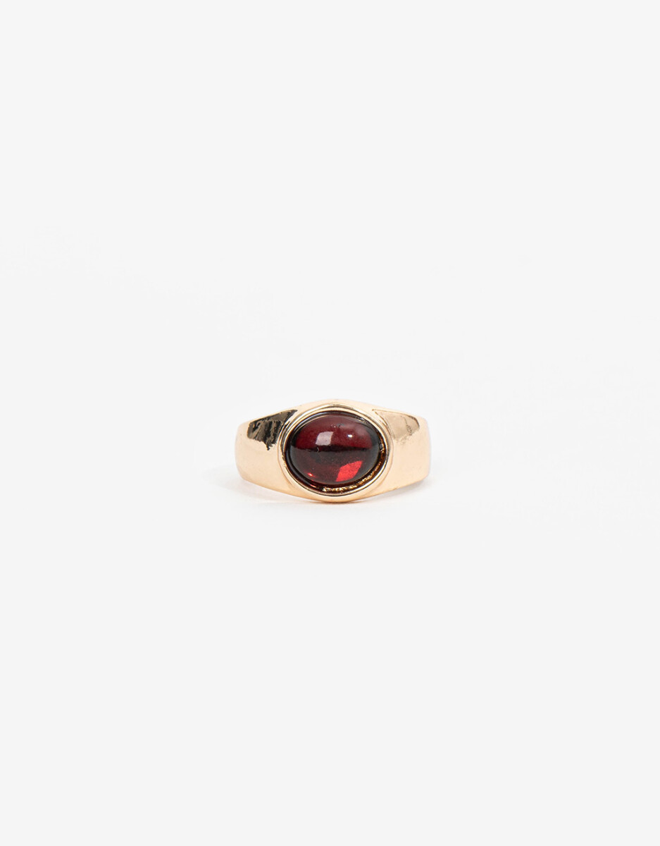 Anillo De Metal Y Acrílico Burgundy 