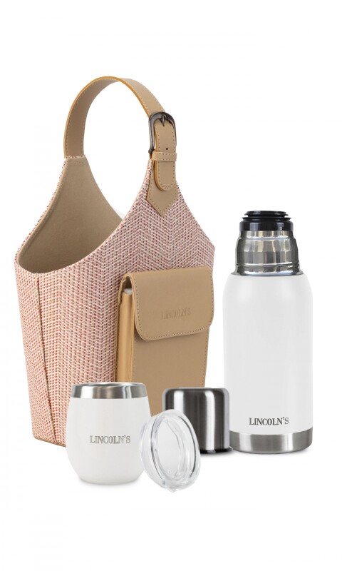 KIT MATERO HOUSES TEJIDO ROJO Y CRUDO C/ BLANCO