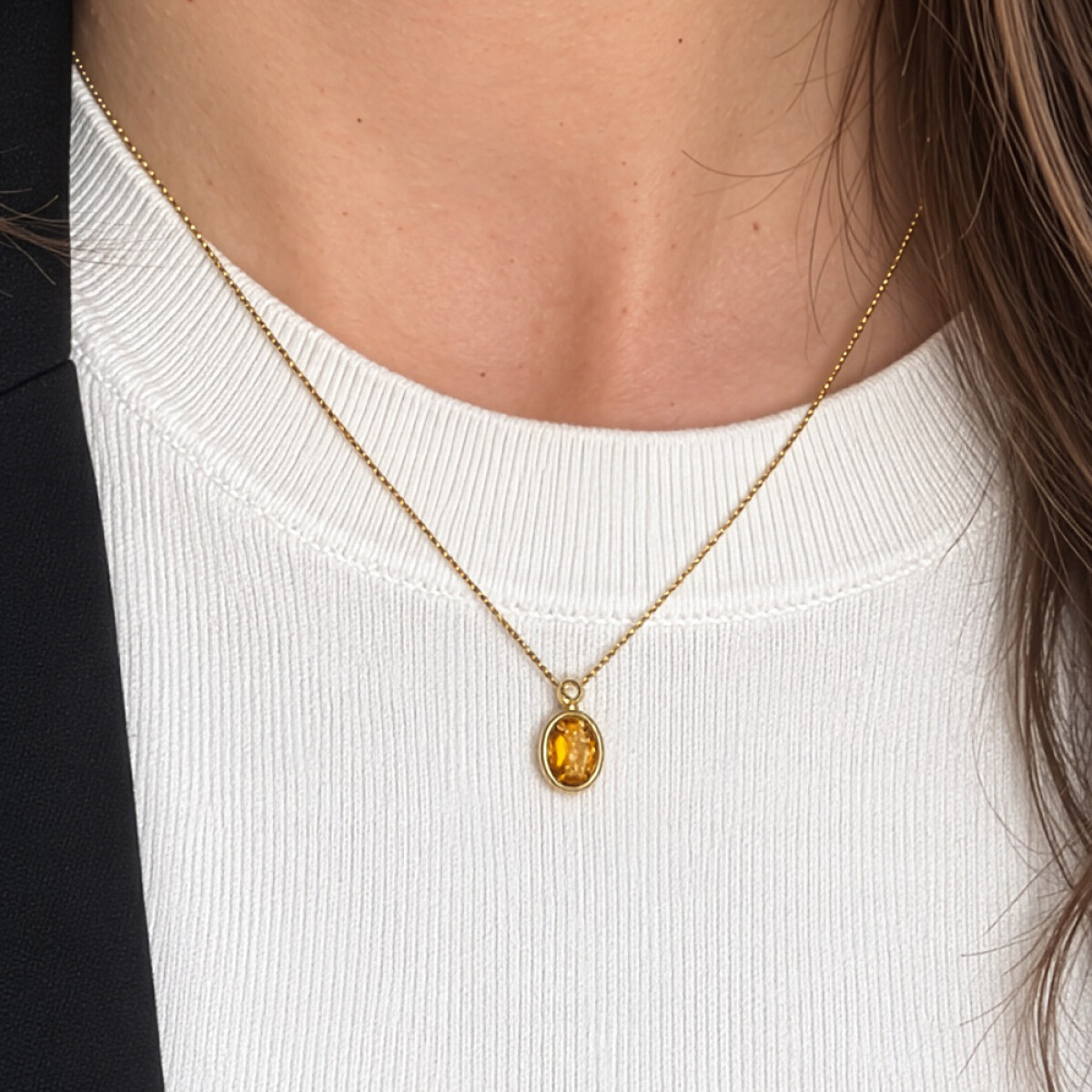 Colgante Silvia de Oro Amarillo 18k con Brillante y Citrino 