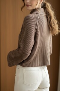 Sweater Algodón Cierre Camel