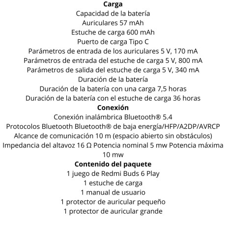 Auriculares Xiaomi Redmi Buds 6 Play V01