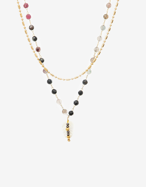Collares Cortos Piedra Set De Collares Acero Y Piedras - Dorado