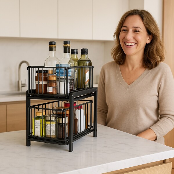 Organizador de Cocina Multiuso Alacena Bajo Mesada 2 Estantes extraibles IMBACK Organizador de Cocina Multiuso Alacena Bajo Mesada 2 Estantes extraibles IMBACK