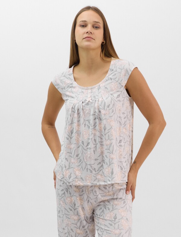 Pijama Con Capri MULTI/GRIS
