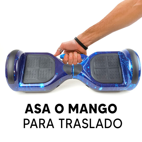 Combo De Skate Eléctrico 6.5" Con Luces Y Bluetooth + Asiento Para Hoverboard AZUL
