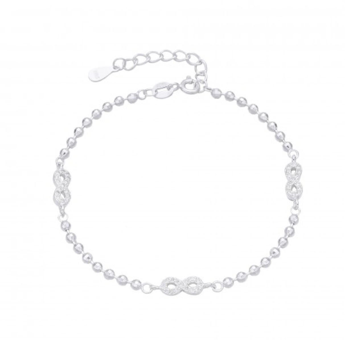 Pulsera de plata 925 con circonias, INFINITOS. 