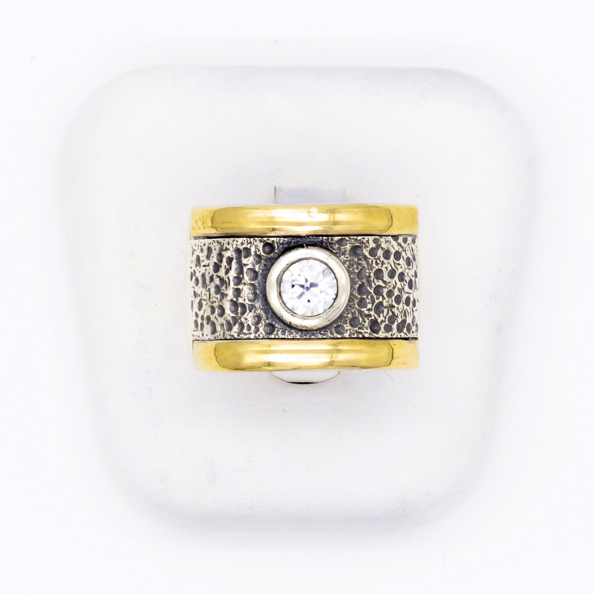 Anillo de plata 925, double en oro 18 ktes y circonia. 