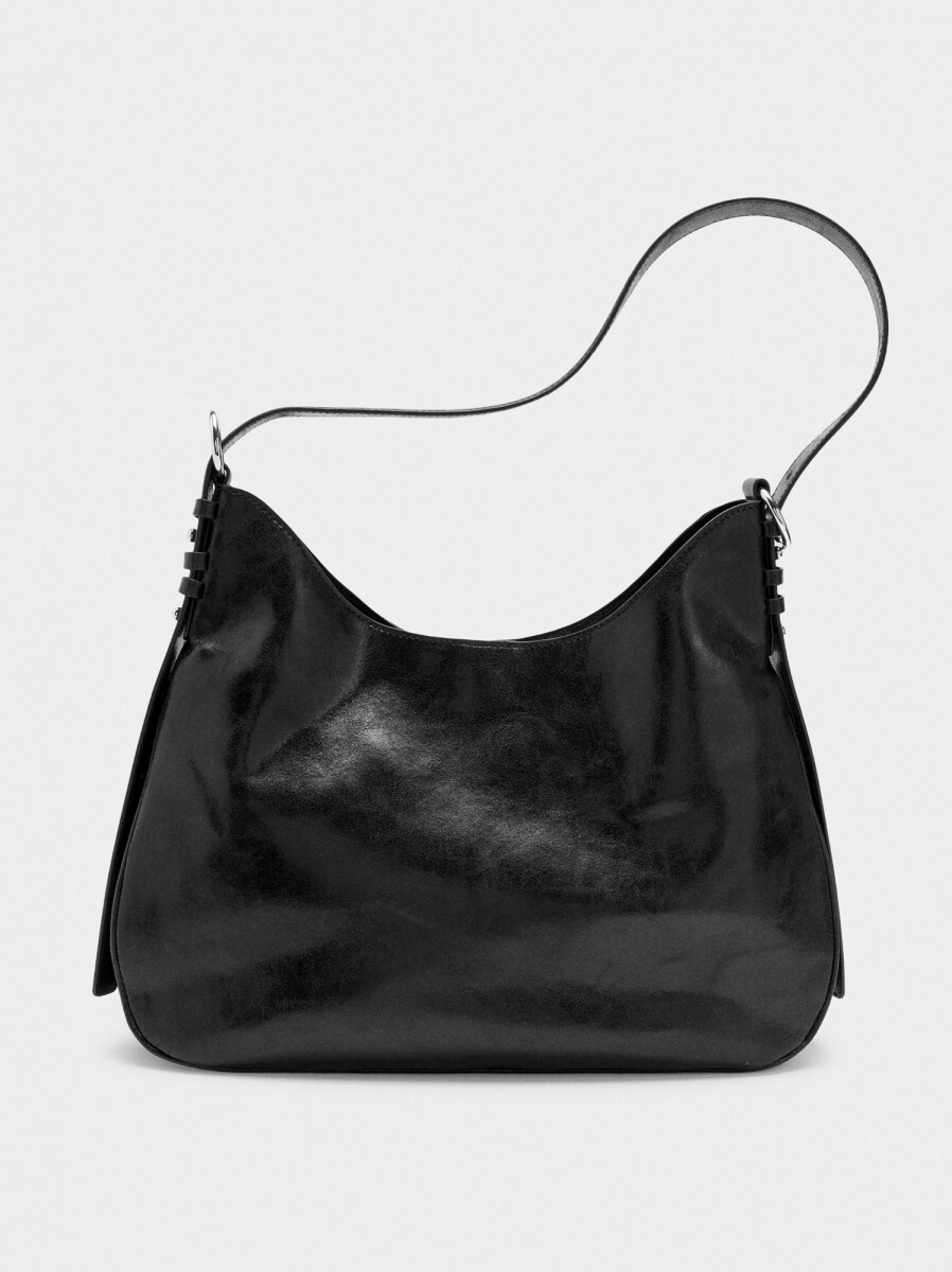 Bolso De Hombro Efecto Craquelado - negro 