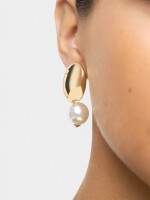 Pendientes Ovalados Con Perla blanco