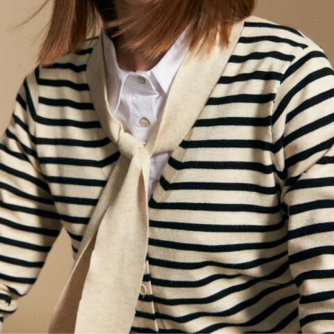 CARDIGAN MANDARINE S-XXL NGRO/CRUDO