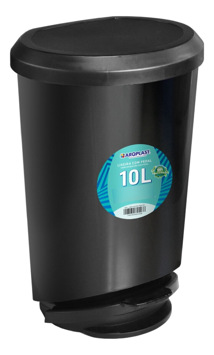 Papelera Basurero Cesto Con Pedal 10lts Plastico - Negro 