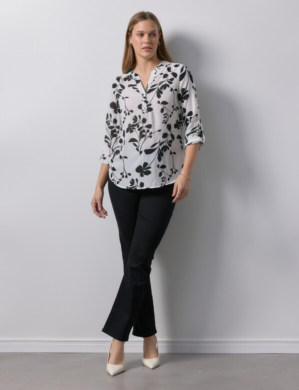 Blusa Printed BLANCO/NEGRO