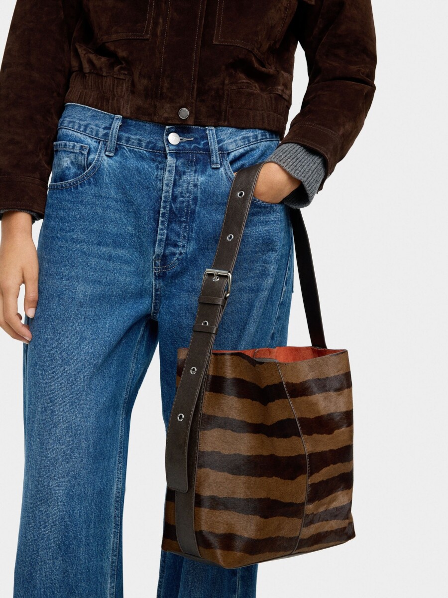 Bolso De Hombro Con Piel Estampado Animal marron