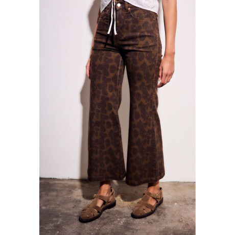 Jean Flared Wide Leg Estampado Chocolate