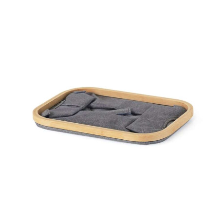 Organizador Borde Madera 38X26X25Cm Ext Tela Gris