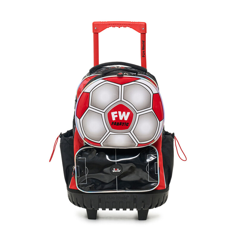 Mochila 46 cm Fun World con carro y lunchera Fanatic Rojo