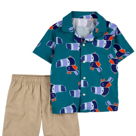 Set Carters 2 Piezas Short y Camisa de Algodón Pelícano KHAKI