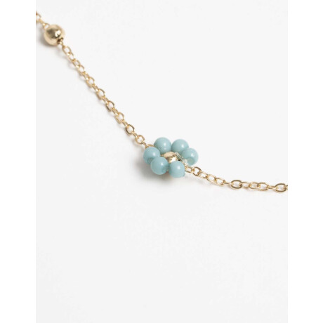 Collar Corto Beads Flores Dorado