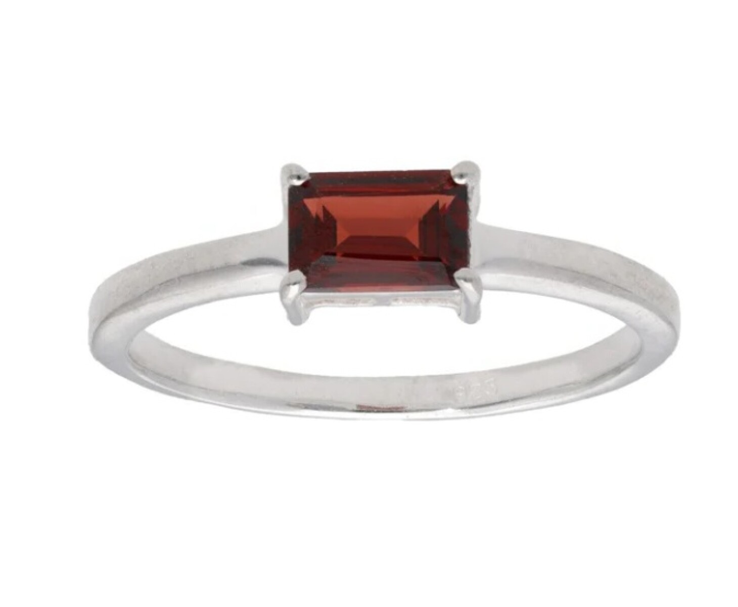 Anillo Cuadrado-Plata rodinada-Piedra Rubi-AN2021 - conpiedra 
