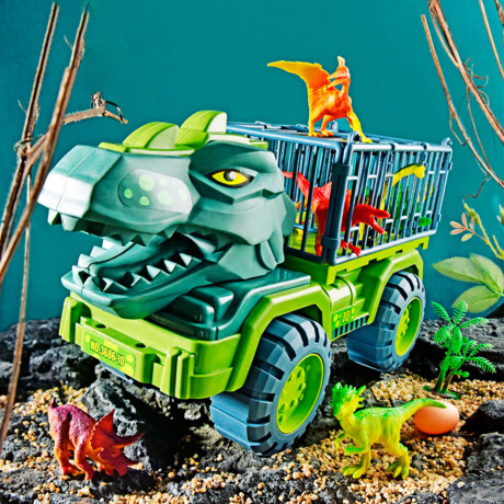 Camión De Dinosaurio Grande Transporte +21 Figuras Tiranosaurio