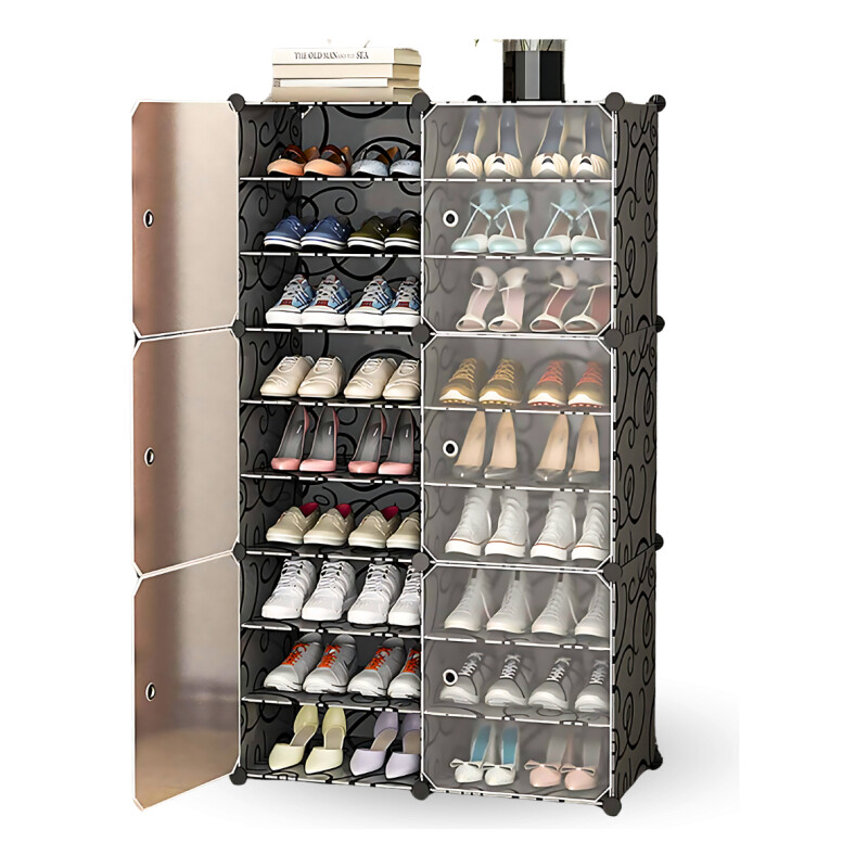 Zapatera 6 Puertas Organizador Multiuso Armable Moderno Marrón