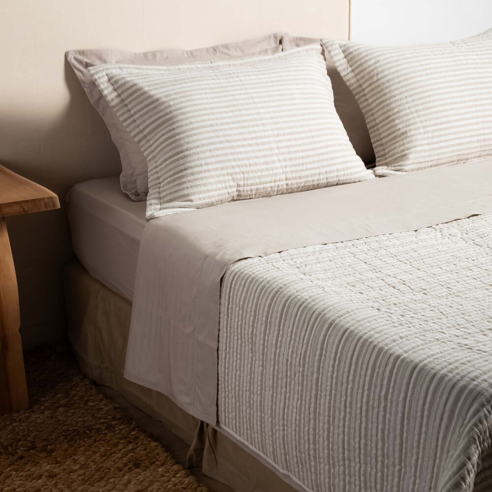 SET CUBRECAMA 1 PLAZA ALGODON COTTON STRIPE