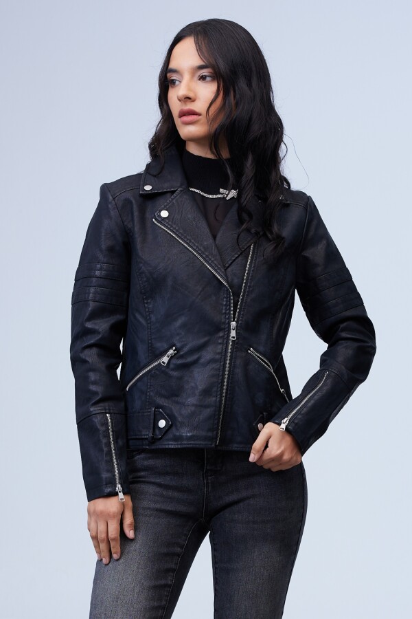 Camperita Eco Cuero Zip NEGRO