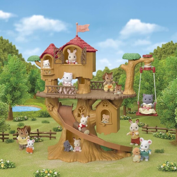Sylvanian Families Casa Árbol Campamento + Bebé JIrafa + Acc Variante Modelo Cabana