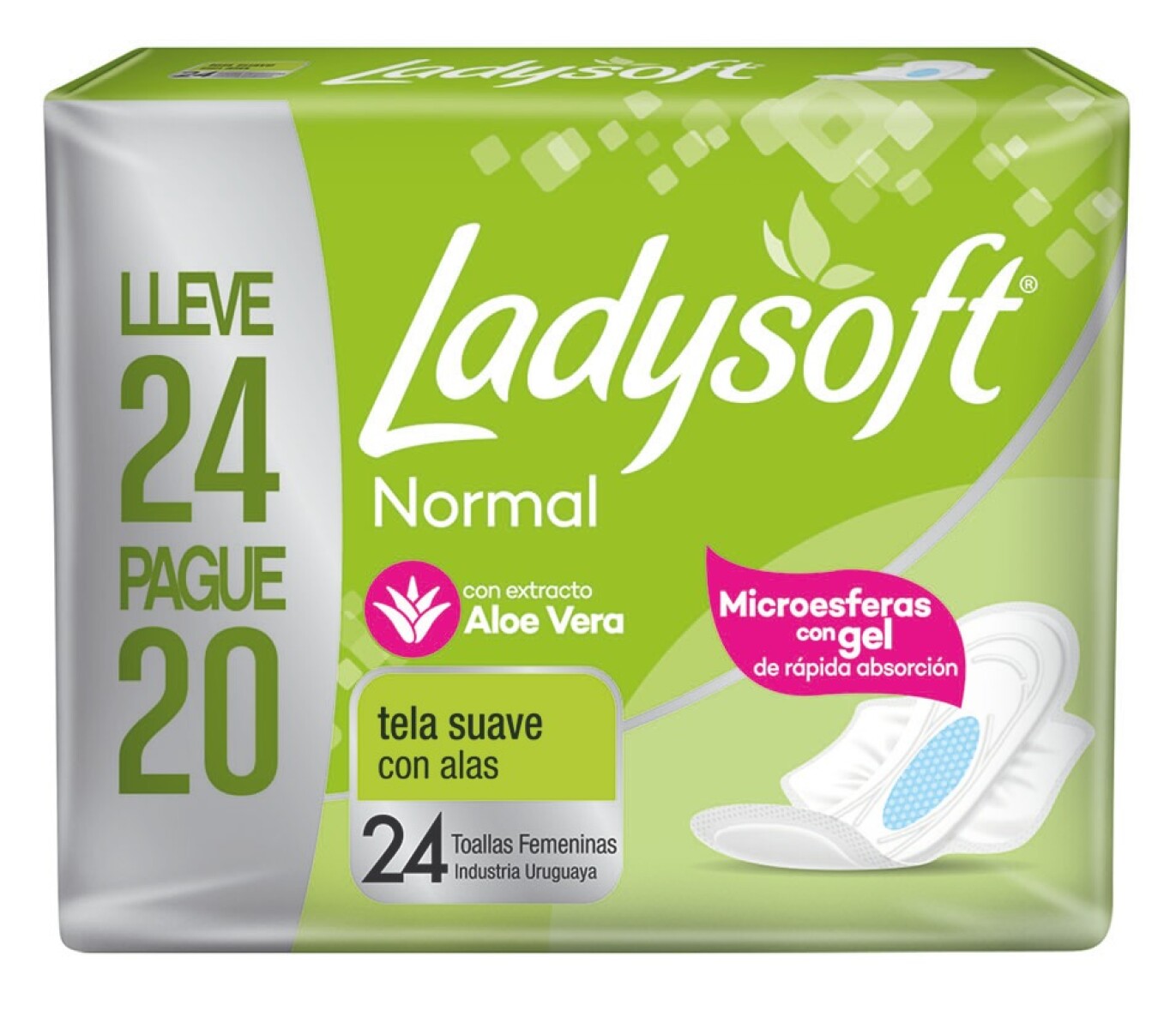 TOALLAS FEMENINAS LADYSOFT NORMAL C/ALAS 24 UNIDADES 
