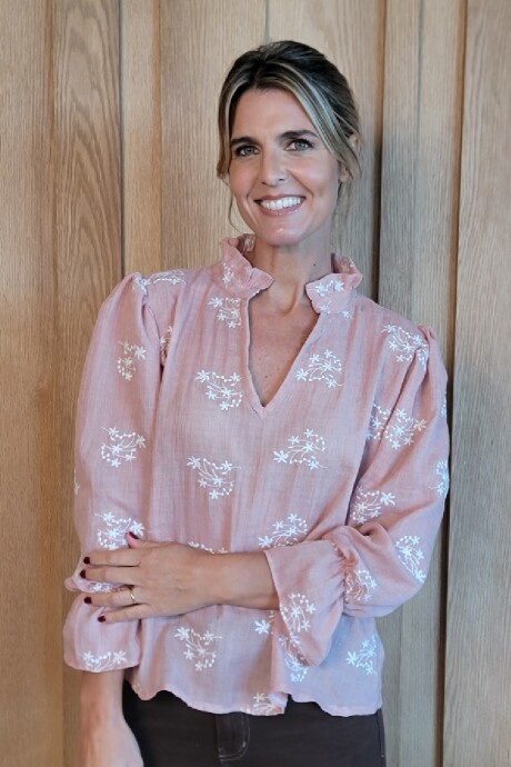 Blusa Copenhague Broderie Rosa