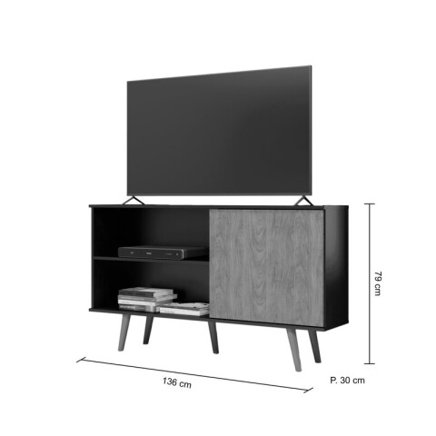 Combo de living Rack de Tv Zenith y Biblioteca Multiusos Anita - Negro Combo de living Rack de Tv Zenith y Biblioteca Multiusos Anita - Negro