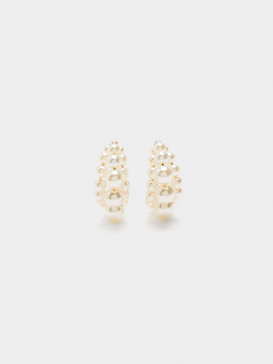 Aros Abiertos Con Perlas blanco