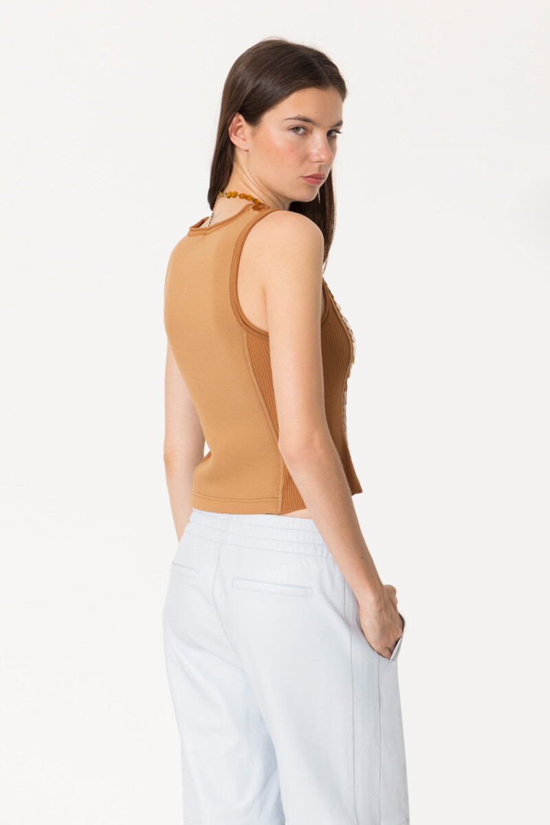 TOP SEQUINS Caramelo