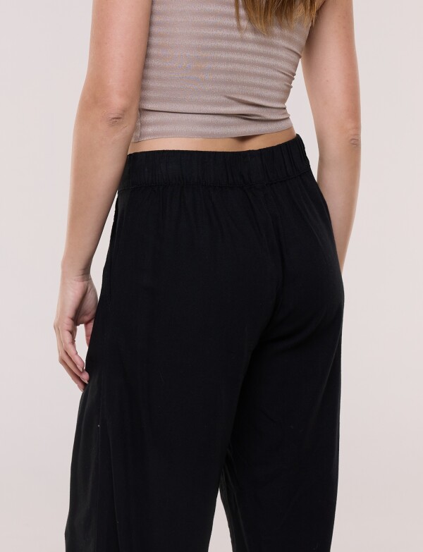 Pantalón Lino Crop NEGRO