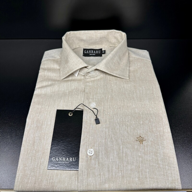 CAMISA DE LINO Beige jaspeado