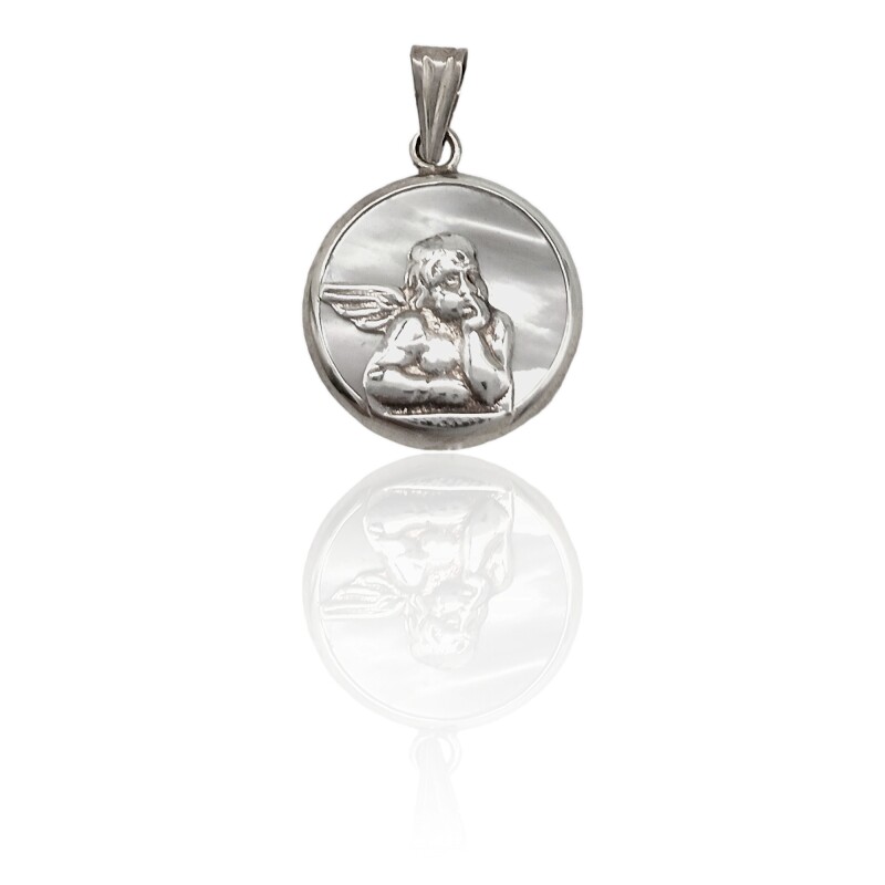 Dije Medalla Ángel de la Guarda-Plata 925-Piedra Nacar-CP3029 Conpiedra