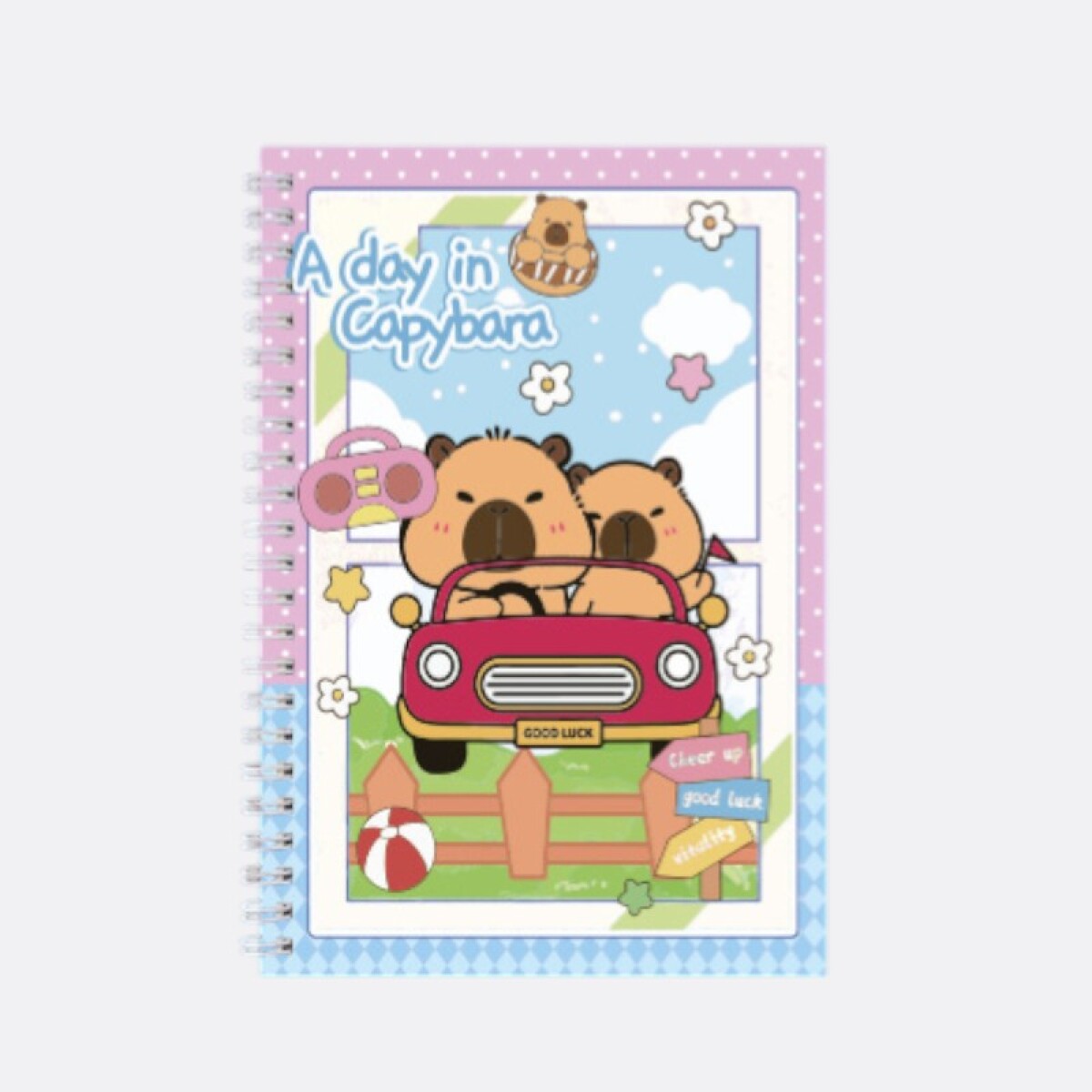 Cuaderno Capibara A5 Infantil Escolar - Rosa y Celeste 