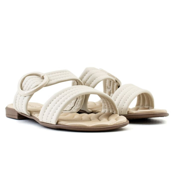 Sandalias Beira Rio baja doble tira ancha y hebilla de Mujer - 8350.351-20980 Crema