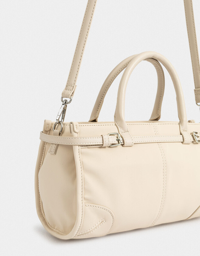 Bowling Cartera Bowling Con Hebillas - Blanco Crudo