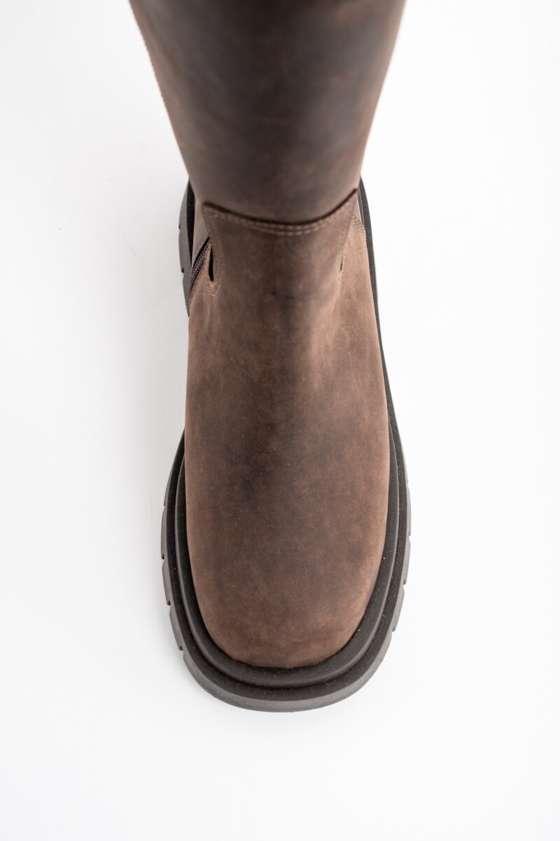Bota Cuero Lavado Chocolate