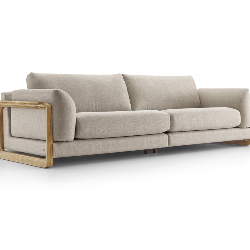 Sofa 3 cuerpos - Madera cinamomo - Tela Tramada Beige Sofa 3 cuerpos - Madera cinamomo - Tela Tramada Beige