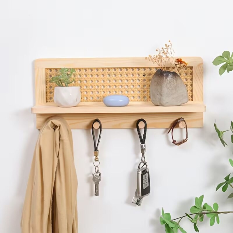 Perchero con estante de madera Perchero con estante de madera