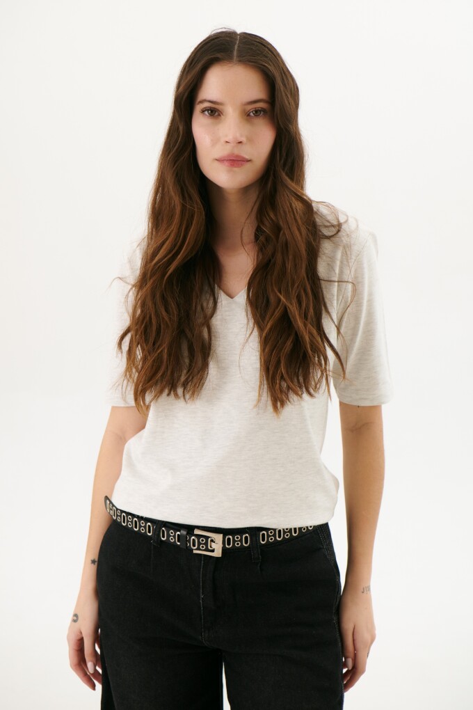 REMERA V DOBLE M/CORTA MELANGE