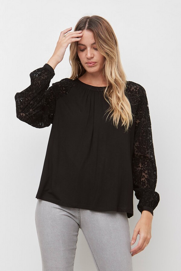 Blusa Detalle Manga NEGRO