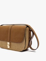 Bolso Bandolera Con Solapa Efecto Rafia natural