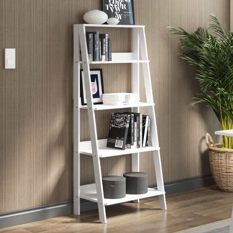 Estantería biblioteca multiuso Lumax escalera para Libros 4 Repisas Blanco