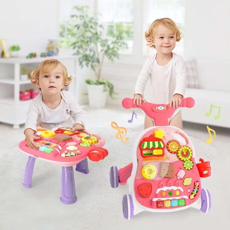 Caminador y Mesa Actividades 2en1 Musical para Bebé Huanger Rosa